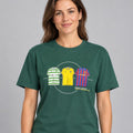 Green Henrik Larsson t-shirt showing his Celtic, Sweden and Barcelona shirts